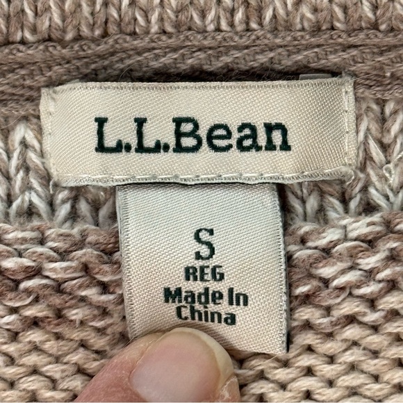 L.L. Bean Cream and Brown Crew Neck Sweater Women’s Small - Picture 2 of 11